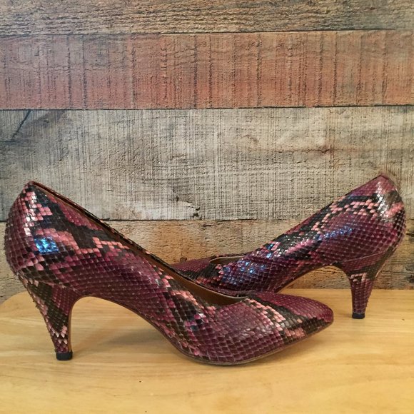 Maud Frizon Paris Purple Snakeskin Pumps US Sz 8.5 - Picture 1 of 8